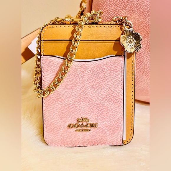 Coach Pink Powder Pink Crossbody Bag with Tan Accent Card Holder - Picture 2 of 10